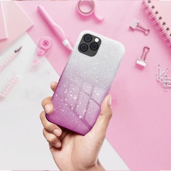 Obal / kryt na Huawei P30 Lite stříbrno/růžový - Forcell SHINING