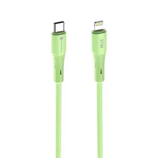 Nabíjecí / datový kabel USB-C - Lightning 1m zelený - Forcell F-Energy PD 3A 27W Silicone C346