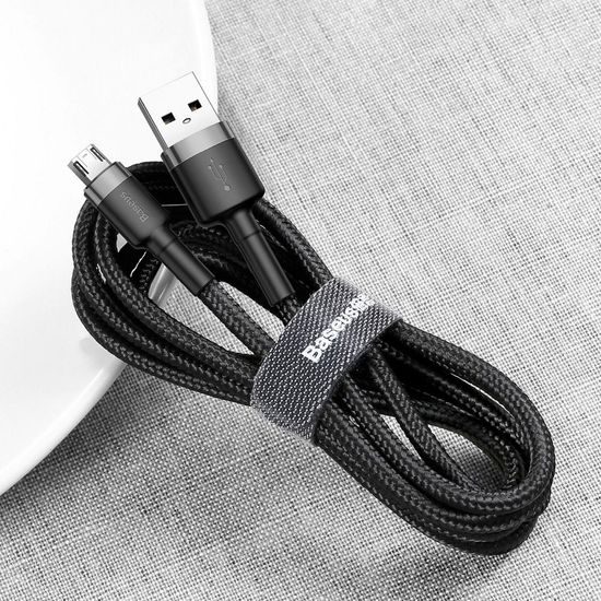 Nabíjecí a datový kabel USB / Micro USB 3 m šedo-černý - BASEUS Cafule
