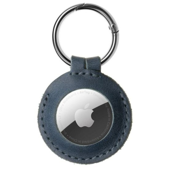 Obal / Kryt na Apple Airtag hovězí kůže modrá - FIXED Case