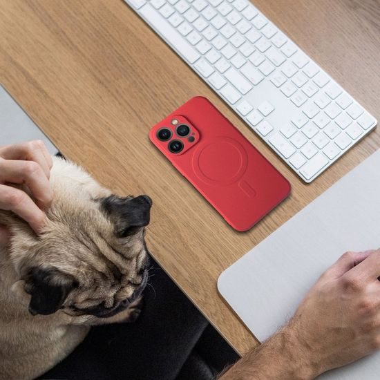 Obal / kryt na Apple iPhone 14 Pro Max červený - Silikónový kryt Mag