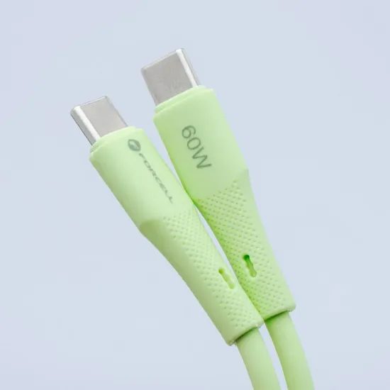 Silikonový kabel USB C / USB C QC4.0 PD 3A 60W 1m zelený - Forcell F-Energy