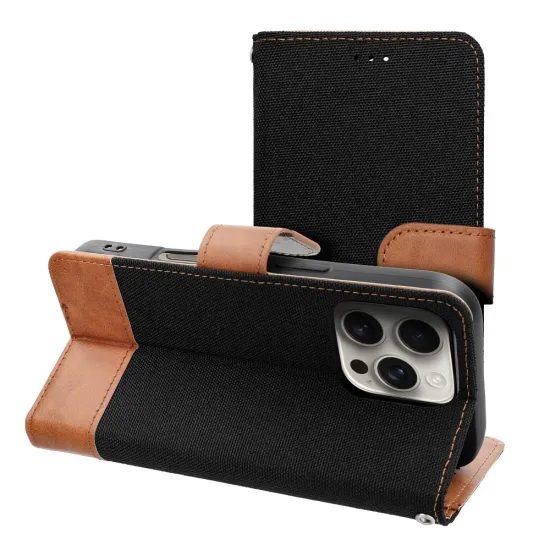 Pouzdro / obal na Apple iPhone 16e černé - knížkové Jeans