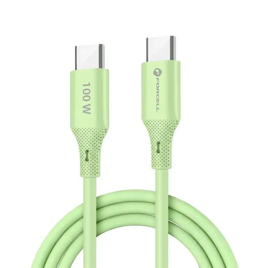 Silikonový kabel USB C to USB C 5A 100W 1m zelený - Forcell