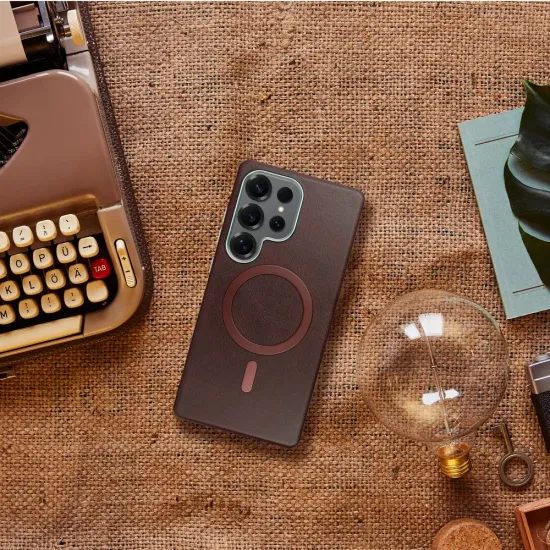 Obal / kryt na Samsung Galaxy A37 hnědý s MagSafe - Gentleman Mag Cover