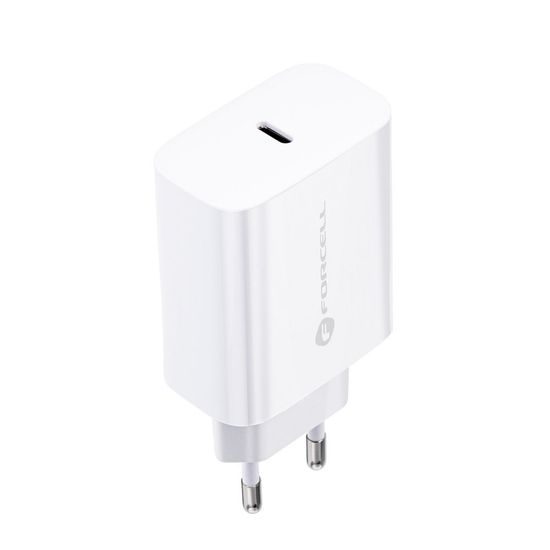 Cestovní nabíječka Forcell vstup USB C s kabelem Typ C - 3A 25W s funkcí PD a QC 4.0