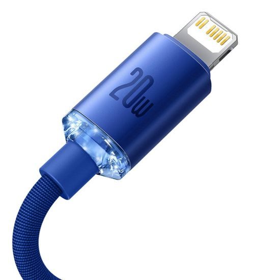 Nabíjecí / datový kabel USB-C - Lightning 20W 1,2m modrý - Baseus CAJY000203 Crystal Shine Series