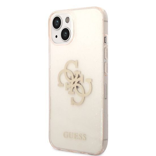 Obal / kryt na Apple iPhone 14 Plus zlatý - Guess TPU Big 4G Full Glitter
