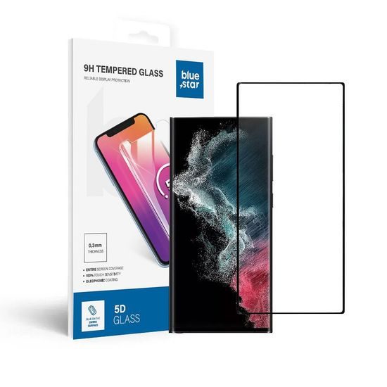 Tvrdené / ochranné sklo Samsung Galaxy S22 Ultra čierne 5D - BlueStar