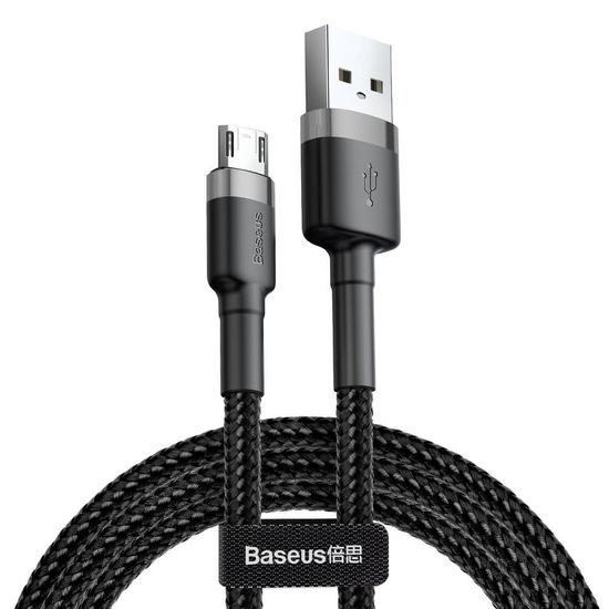 Nabíjecí a datový kabel USB / Micro USB 3 m šedo-černý - BASEUS Cafule