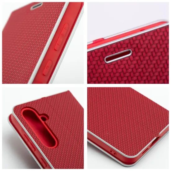 Pouzdro / obal na Xiaomi Redmi Note 15 Pro Plus 5G červené - knížkové LUNA Book Carbon