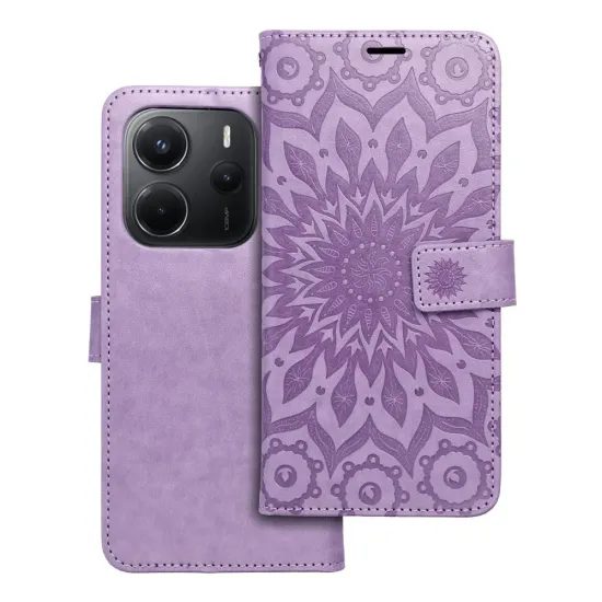 Pouzdro / obal na Xiaomi Redmi Note 14 5G mandala fialové - knížkové MEZZO