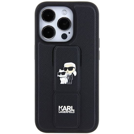 Obal / kryt na Apple iPhone 14 Pro černý - KARL LAGERFELD Gripstand Saffiano KC PIN