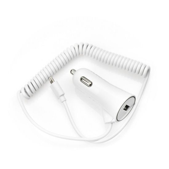 Nabíjačka do auta Lightning konektor + USB port 3A - biela Blue Star