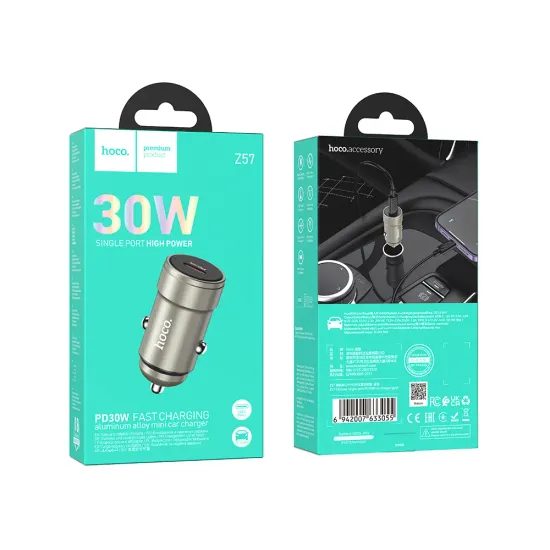 Nabíječka do auta USB C 30W šedá - HOCO
