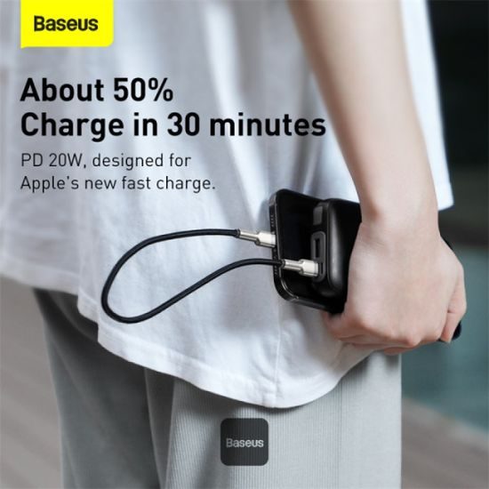 Datový / nabíjecí kabel USB-C na Lightning 0,25m PD 20W černý - BASEUS Cafule