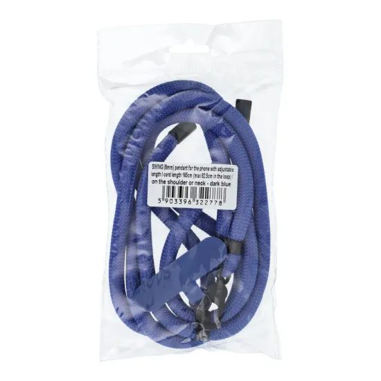 Přívěšek SWING na telefon s nastavitelnou délkou / délka šňůrky 165cm (max 82,5cm ve smyčce) / na rameno nebo krk - tmavě modrý