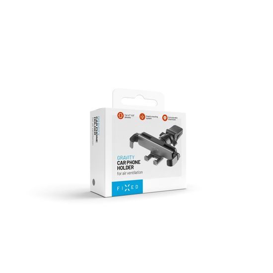 Kompaktní univerzální držák FIXED Gravity (2nd. gen) s uchycením do mřížky ventilace, space gray