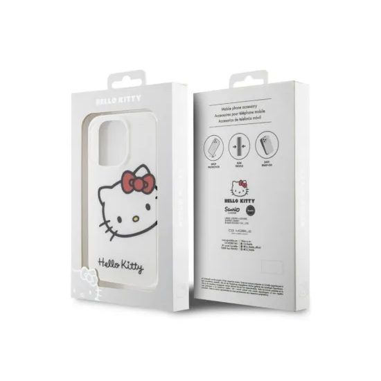 Obal / kryt na Apple iPhone 13 Pro bílý - Hello Kitty IML Head Logo