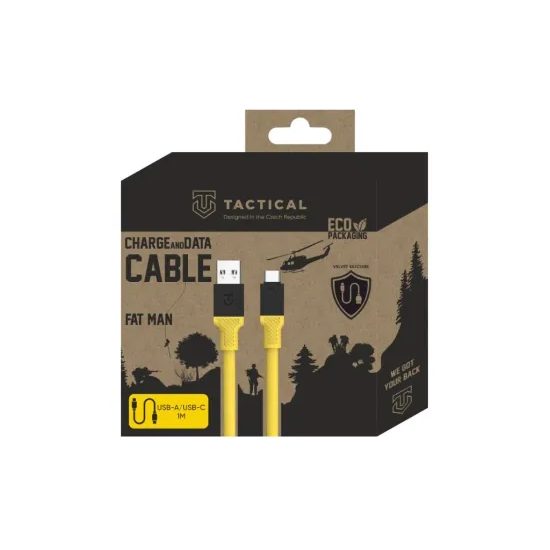 Datový / nabíjecí kabel USB-A/USB-C 1m žlutý - Tactical Fat Man