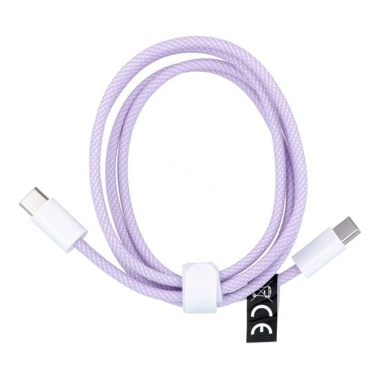 Datový kabel USB-C USB-C opletený 1m 60W fialový