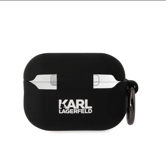 Obal na sluchátka Apple Airpods Pro 2 černý - Karl Lagerfeld a Choupette 3D NFT Logo