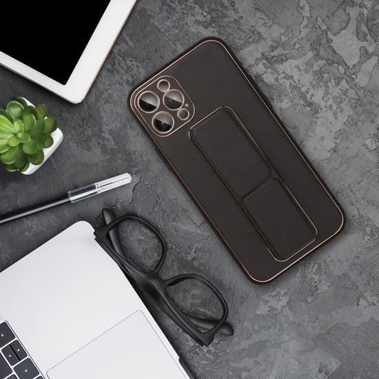 Obal / kryt na Xiaomi Redmi 13C / POCO C65 černý - LEATHER Kickstand