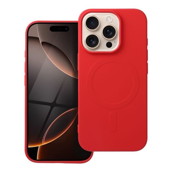 Obal / kryt na Apple iPhone 16 Pro červený - SILICONE MAG COVER