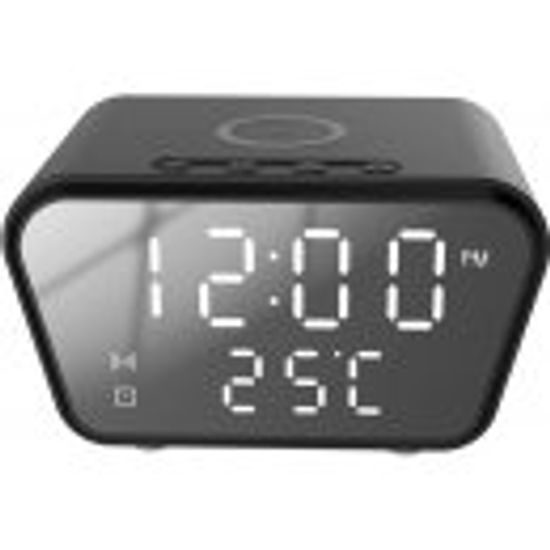 Crono budík s bezdrátovým nabíjením 10W - černý