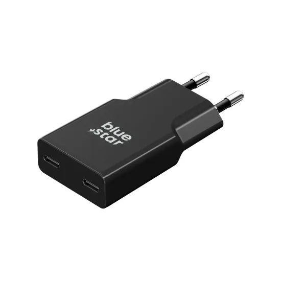 Nabíjecí adaptér úzký 2 x USB C QC4.0 PD 3A 30W černý - Blue Star