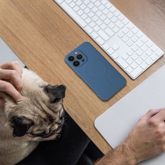 Obal / kryt na Apple iPhone 14 PRO modré - Silikónový kryt Mag