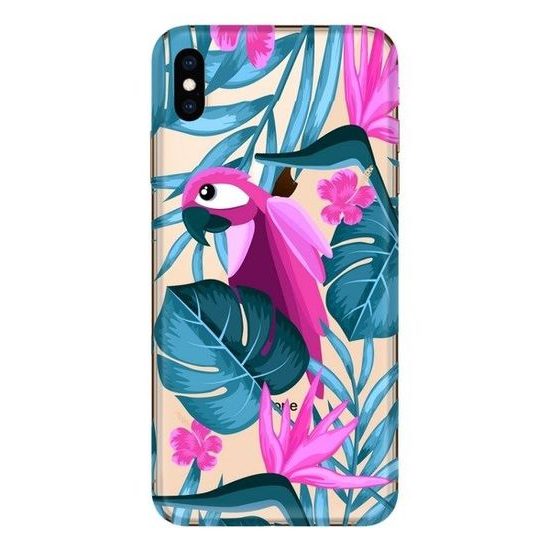 Obal / kryt pre Apple iPhone XS MAX - papagáj a kvety