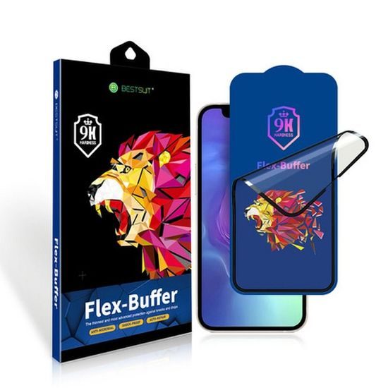 Tvrdené / ochranné sklo Apple iPhone 13 Pro Max 6,7" čierne - Bestsuit Flex-Buffer Hybrid Glass 5D s antibakteriálnou vrstvou Biomaster