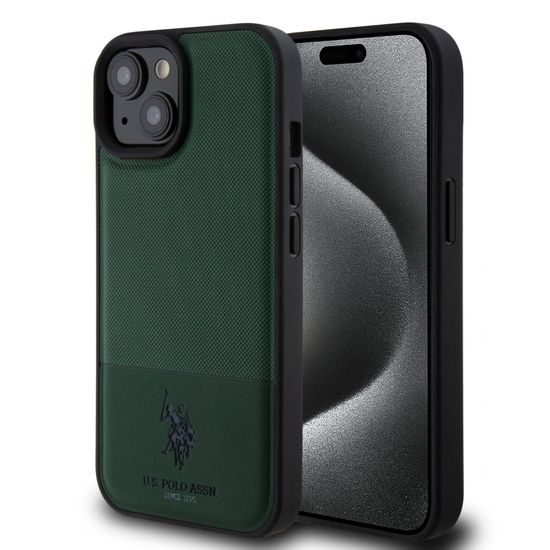 Obal / kryt na Apple iPhone 15 zelený - U.S. Polo