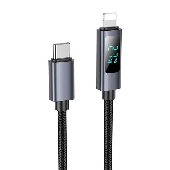 Nabíjecí, datový kabel USB C / Lightning PD 27W s displejem 1 m X112 černý - HOCO