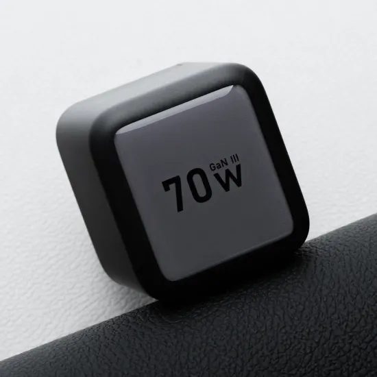 Nabíječka GaN USB C + USB A + samonavíjecí kabel USB C PD QC4.0 3A 70W šedá - Forcell