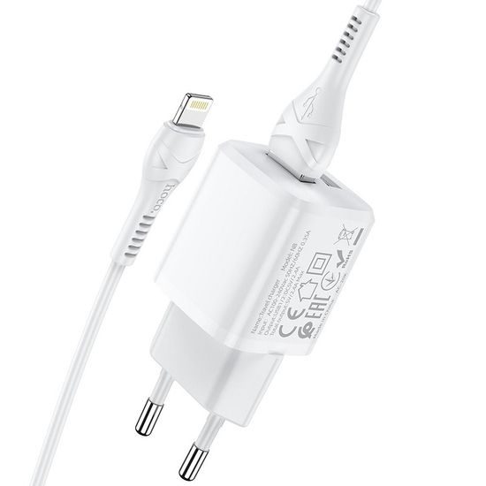 Nabíječka 2.4A 2xUSB s Lightning kabelem 1m bílá - HOCO N4 - NEO