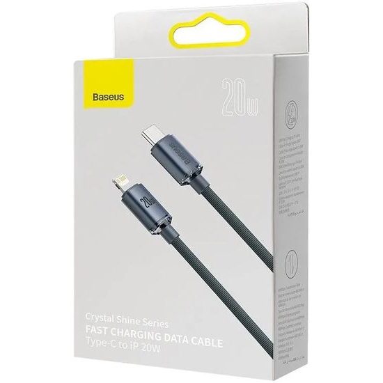 Nabíjecí / datový kabel USB-C - Lightning 20W 1,2m černý - Baseus CAJY000201 Crystal Shine Series