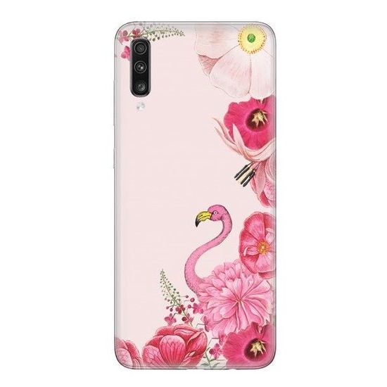 Obal / kryt na Samsung Galaxy A70 plameňák a květy