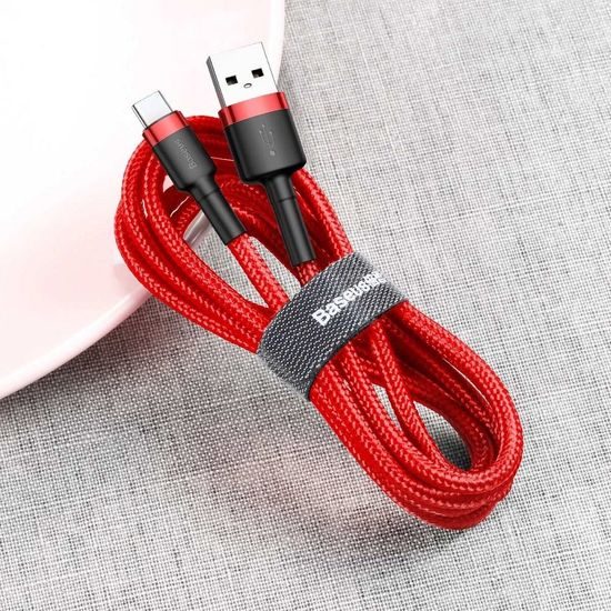 Nabíjecí a datový USB/USB-C 3 m červený - BASEUS Cafule