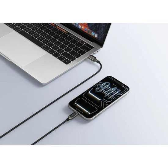Plochý kabel USB-C na USB-C VEGER PD 5 A 240 W CC2-MTB 1,5 m černý
