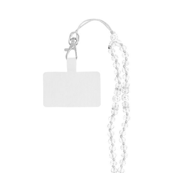Přívěsek na telefon CRYSTAL DIAMOND 74cm - bílé korálky