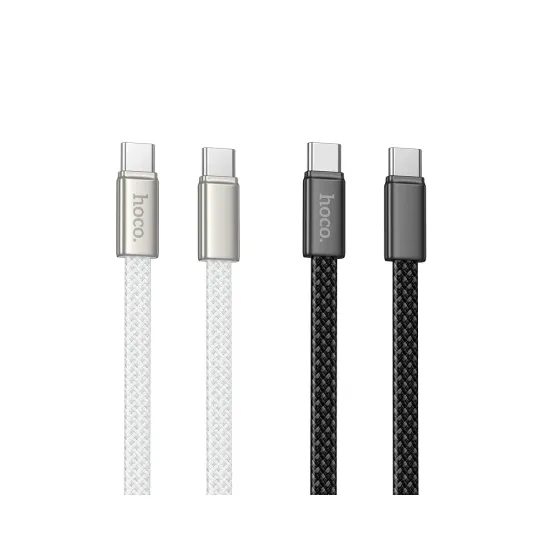 Kabel plochý opletený USB C / USB C 3A 60W 1 m X125 černý - Hoco