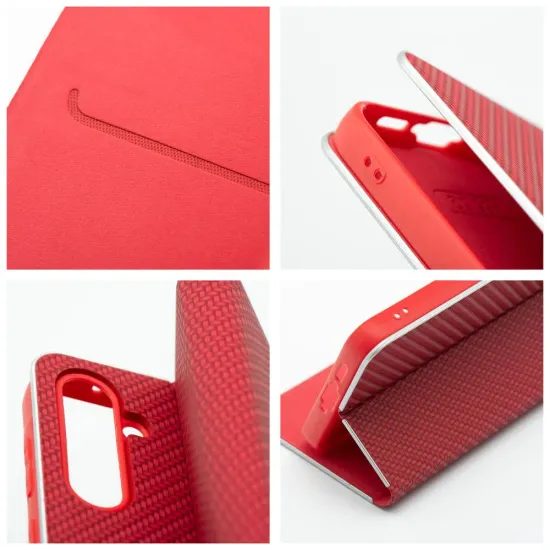 Pouzdro / obal na Xiaomi Redmi Note 15 Pro Plus 5G červené - knížkové LUNA Book Carbon
