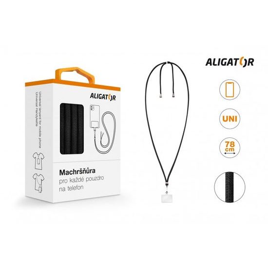 Aligator Machršňůra, univerzální šňůrka pro mobilní telefon, černá