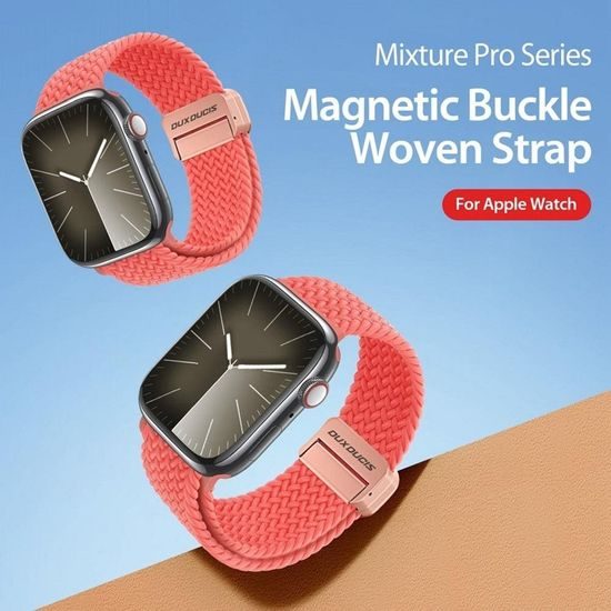 Pružný pletený řemínek na hodinky Apple Watch 38/40/41 mm, růžový - Dux Ducis