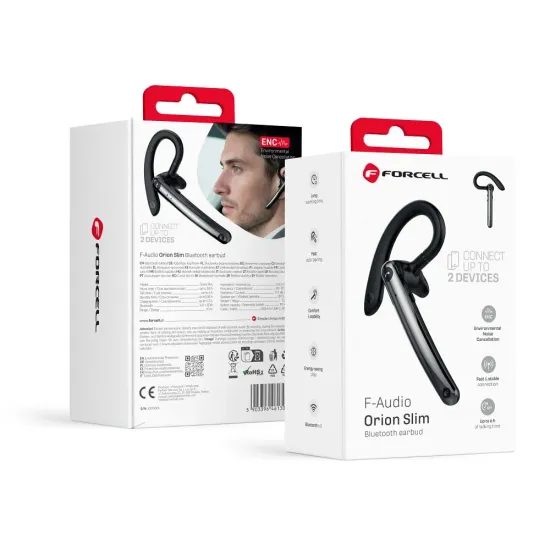 Bezdrátový mono headset (ENC, Multipoint, BT 6.0 + EDR, 90mah) FORCELL Orion Slim černý