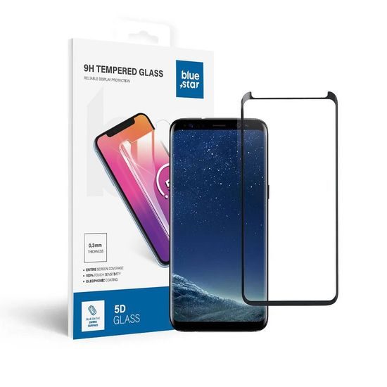 Tvrdené / ochranné sklo Samsung Galaxy S8 čierne - Blue Star (plné lepidlo s rámom/malá veľkosť)
