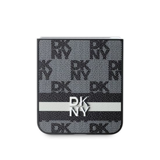 Obal / kryt na Samsung Galaxy Z-Flip6 černý - DKNY Checkered Pattern and Stripe