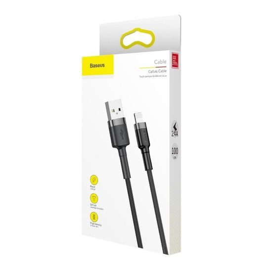 Nabíjecí a datový kabel pro iPhone USB / Lightning 1 m černo-šedý -BASEUS cafule